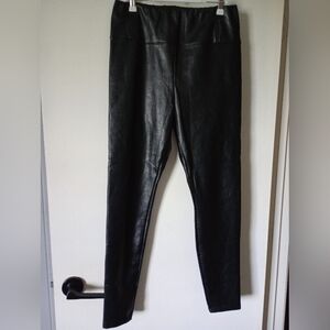 Aqua Black Faux Leather Women's Skinny Pants Leggings Size Large